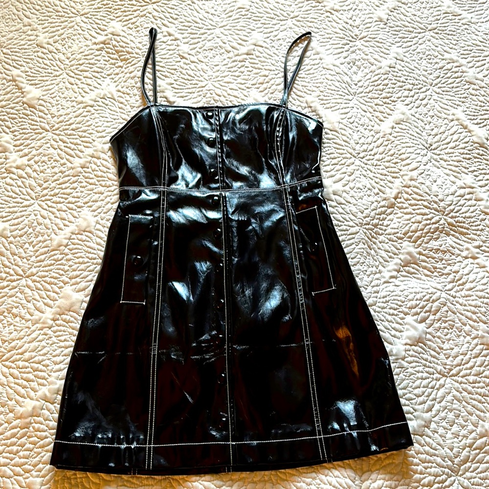 Urban Outfitters Vegan Patent Leather Mini Dress Small